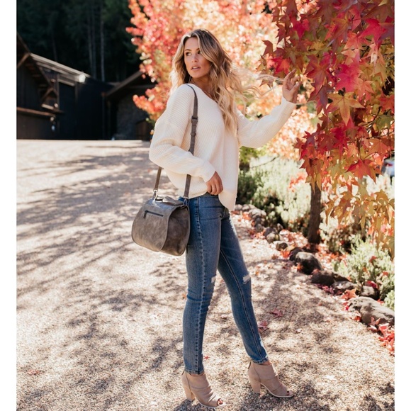 LENORA Twist Back Sweater in Harvest White - Picture 4 of 8